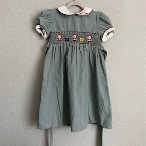 Amarini Santa Smocked Gingham Dress